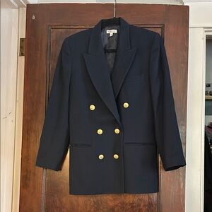 Vintage Talbots wool double breasted navy blazer